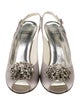Stuart Weitzman Satin Crystal Embellishments Slingback Pumps