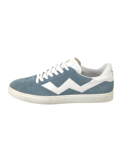 Stuart Weitzman Suede Colorblock Pattern Sneakers