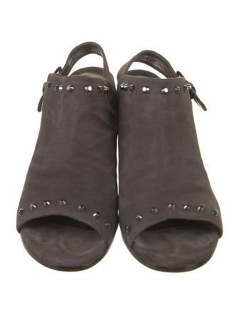 Stuart Weitzman Suede Studded Accents Slingback Sandals