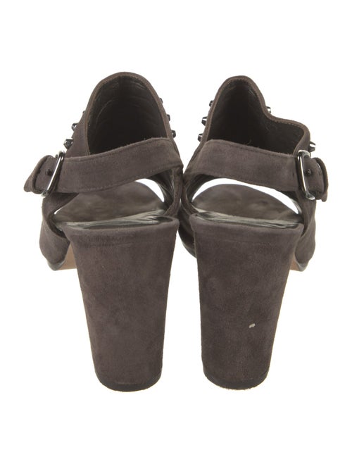 Stuart Weitzman Suede Studded Accents Slingback Sandals