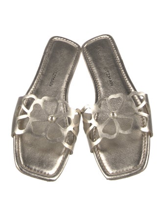Stuart Weitzman Leather Cutout Accent Slides