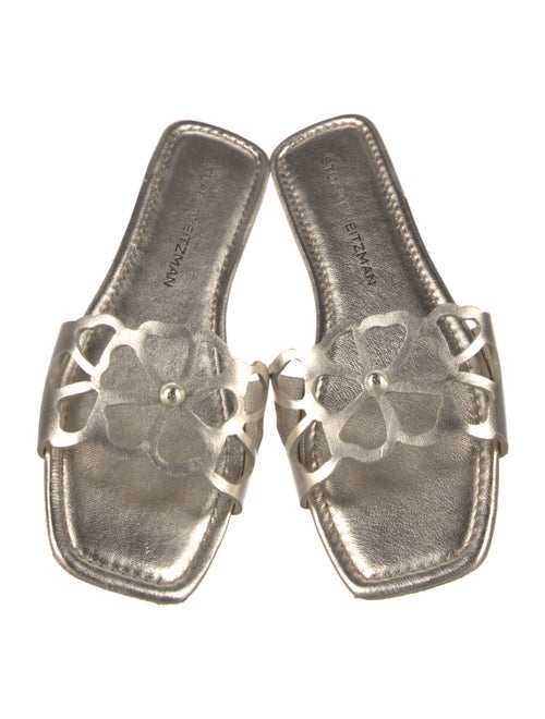 Stuart Weitzman Leather Cutout Accent Slides