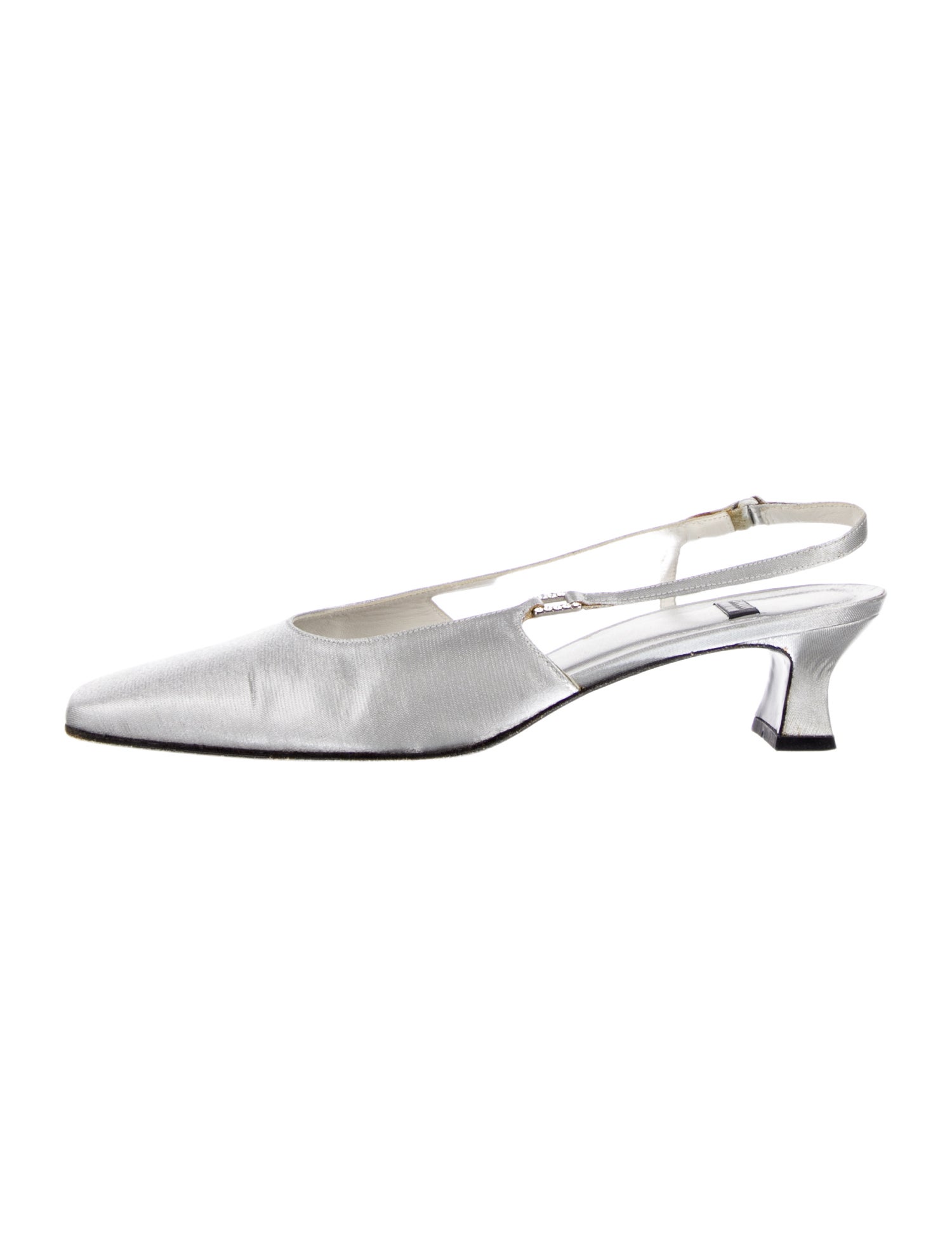 Stuart Weitzman Satin Crystal Embellishments Slingback Pumps