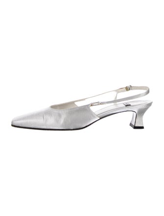 Stuart Weitzman Satin Crystal Embellishments Slingback Pumps
