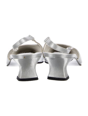 Stuart Weitzman Satin Crystal Embellishments Slingback Pumps