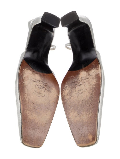 Stuart Weitzman Satin Crystal Embellishments Slingback Pumps