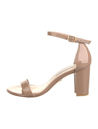 Stuart Weitzman Patent Leather Leather Trim Embellishment Sandals