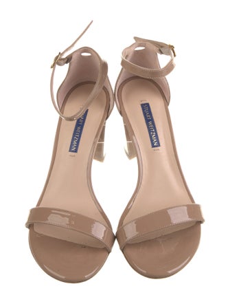 Stuart Weitzman Patent Leather Leather Trim Embellishment Sandals