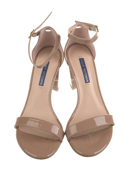 Stuart Weitzman Patent Leather Leather Trim Embellishment Sandals