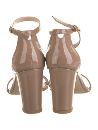 Stuart Weitzman Patent Leather Leather Trim Embellishment Sandals