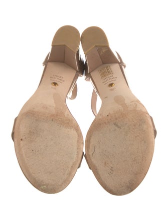 Stuart Weitzman Patent Leather Leather Trim Embellishment Sandals