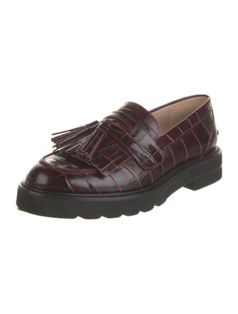 Stuart Weitzman Leather Tassel Accents Loafers