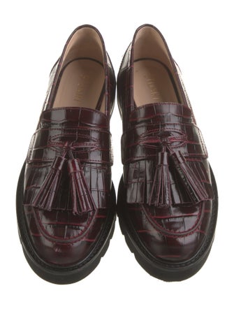 Stuart Weitzman Leather Tassel Accents Loafers