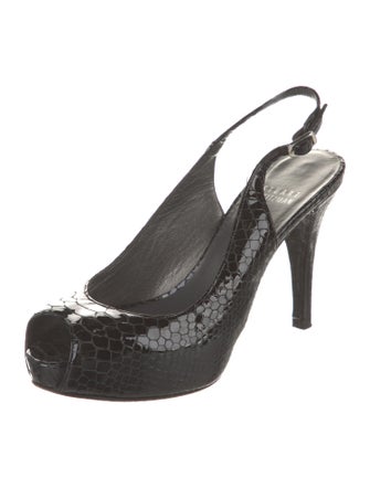 Stuart Weitzman Leather Animal Print Slingback Pumps