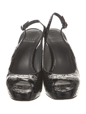 Stuart Weitzman Leather Animal Print Slingback Pumps
