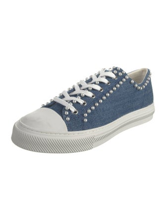 Stuart Weitzman Denim Beaded Accents Sneakers