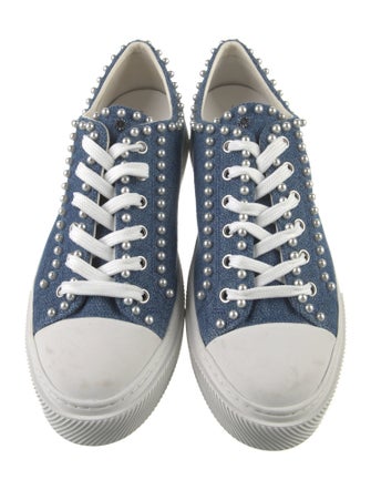 Stuart Weitzman Denim Beaded Accents Sneakers
