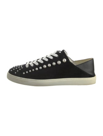 Stuart Weitzman Faux Pearl Accents Velvet Sneakers