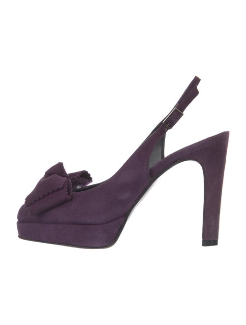 Stuart Weitzman Suede Bow Accents Slingback Pumps