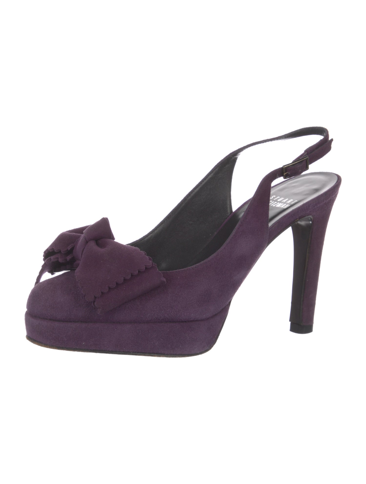 Stuart Weitzman Suede Bow Accents Slingback Pumps