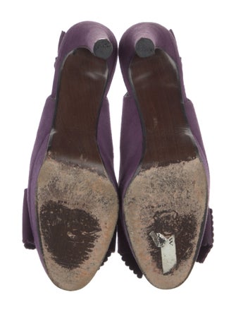 Stuart Weitzman Suede Bow Accents Slingback Pumps