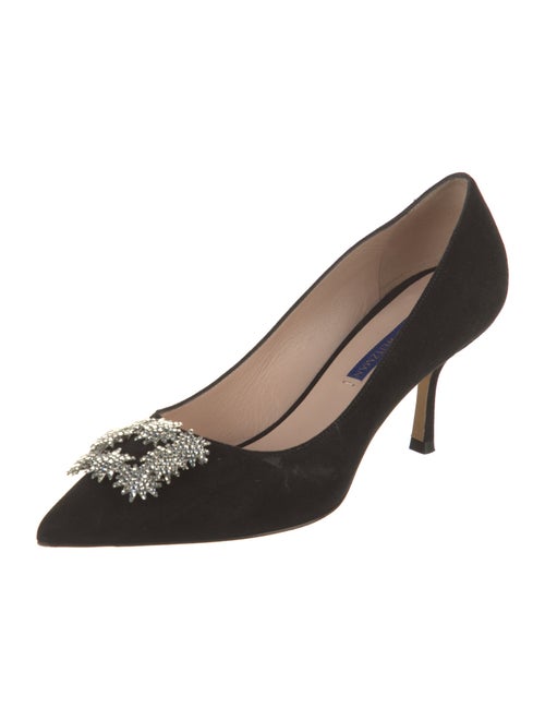 Stuart Weitzman Suede Crystal Embellishments Pumps