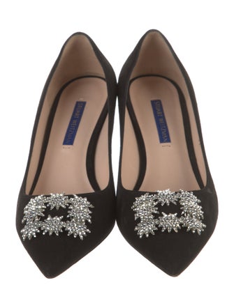 Stuart Weitzman Suede Crystal Embellishments Pumps