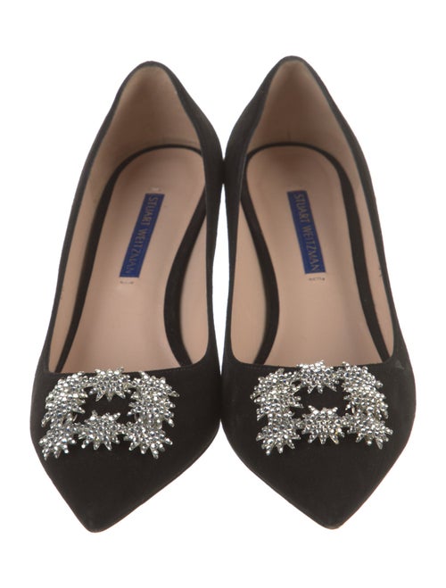 Stuart Weitzman Suede Crystal Embellishments Pumps