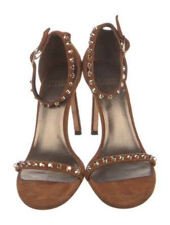 Stuart Weitzman Suede Studded Accents Sandals