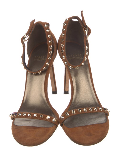 Stuart Weitzman Suede Studded Accents Sandals