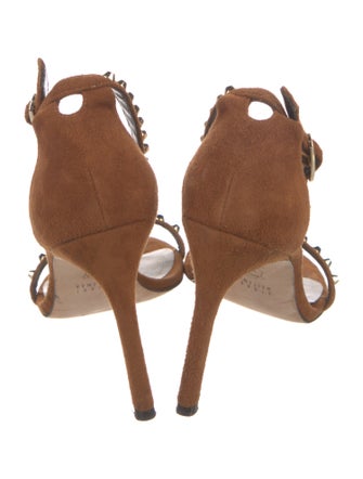 Stuart Weitzman Suede Studded Accents Sandals