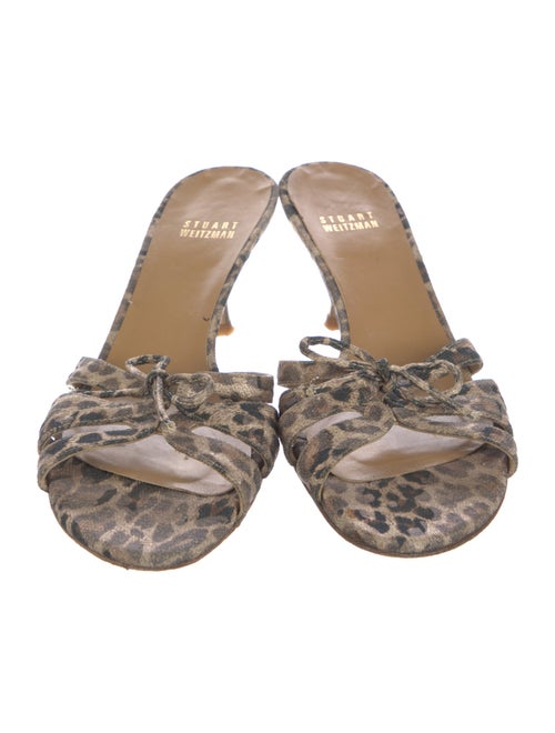 Stuart Weitzman Leather Animal Print Slides