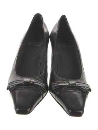 Stuart Weitzman Leather Bow Accents Pumps
