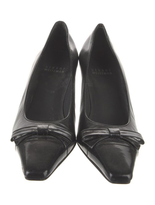Stuart Weitzman Leather Bow Accents Pumps