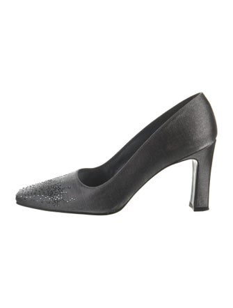Stuart Weitzman Satin Crystal Embellishments Pumps