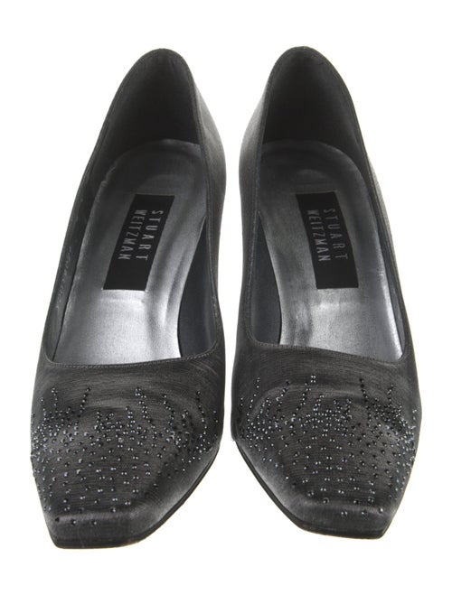 Stuart Weitzman Satin Crystal Embellishments Pumps