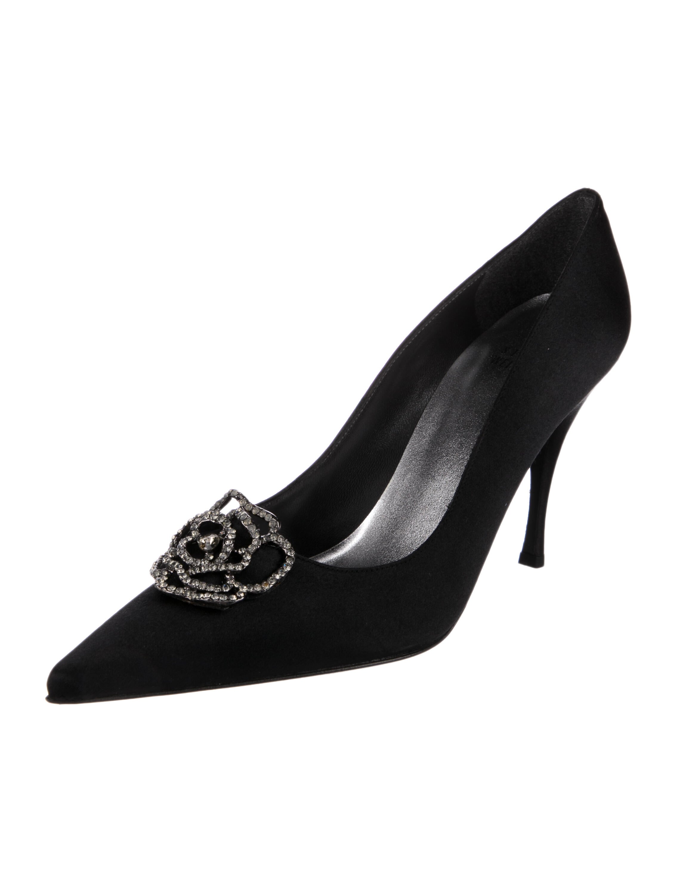Stuart Weitzman Satin Crystal Embellishments Pumps