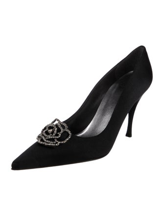 Stuart Weitzman Satin Crystal Embellishments Pumps
