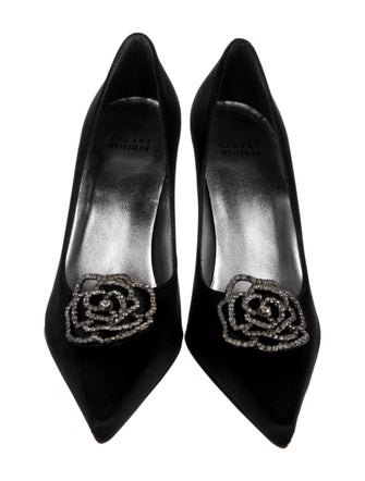 Stuart Weitzman Satin Crystal Embellishments Pumps