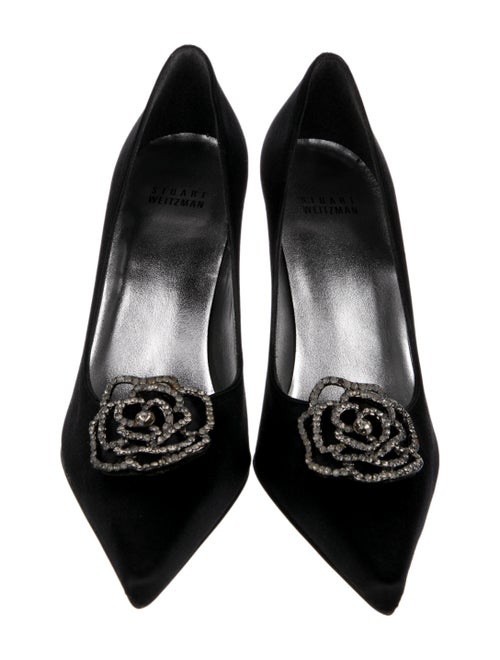 Stuart Weitzman Satin Crystal Embellishments Pumps