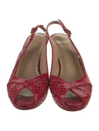 Stuart Weitzman Embossed Leather Animal Print Slingback Pumps