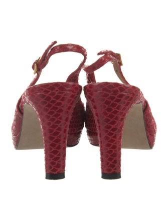 Stuart Weitzman Embossed Leather Animal Print Slingback Pumps