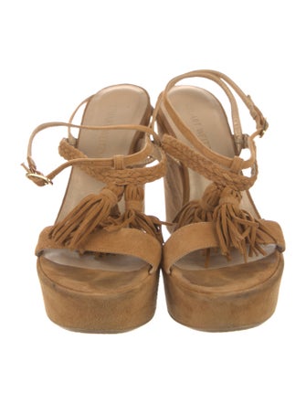 Stuart Weitzman Suede Tassel Accents Sandals