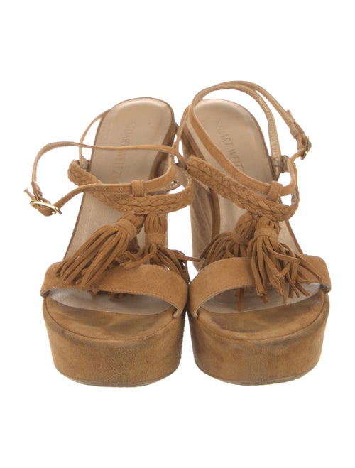 Stuart Weitzman Suede Tassel Accents Sandals