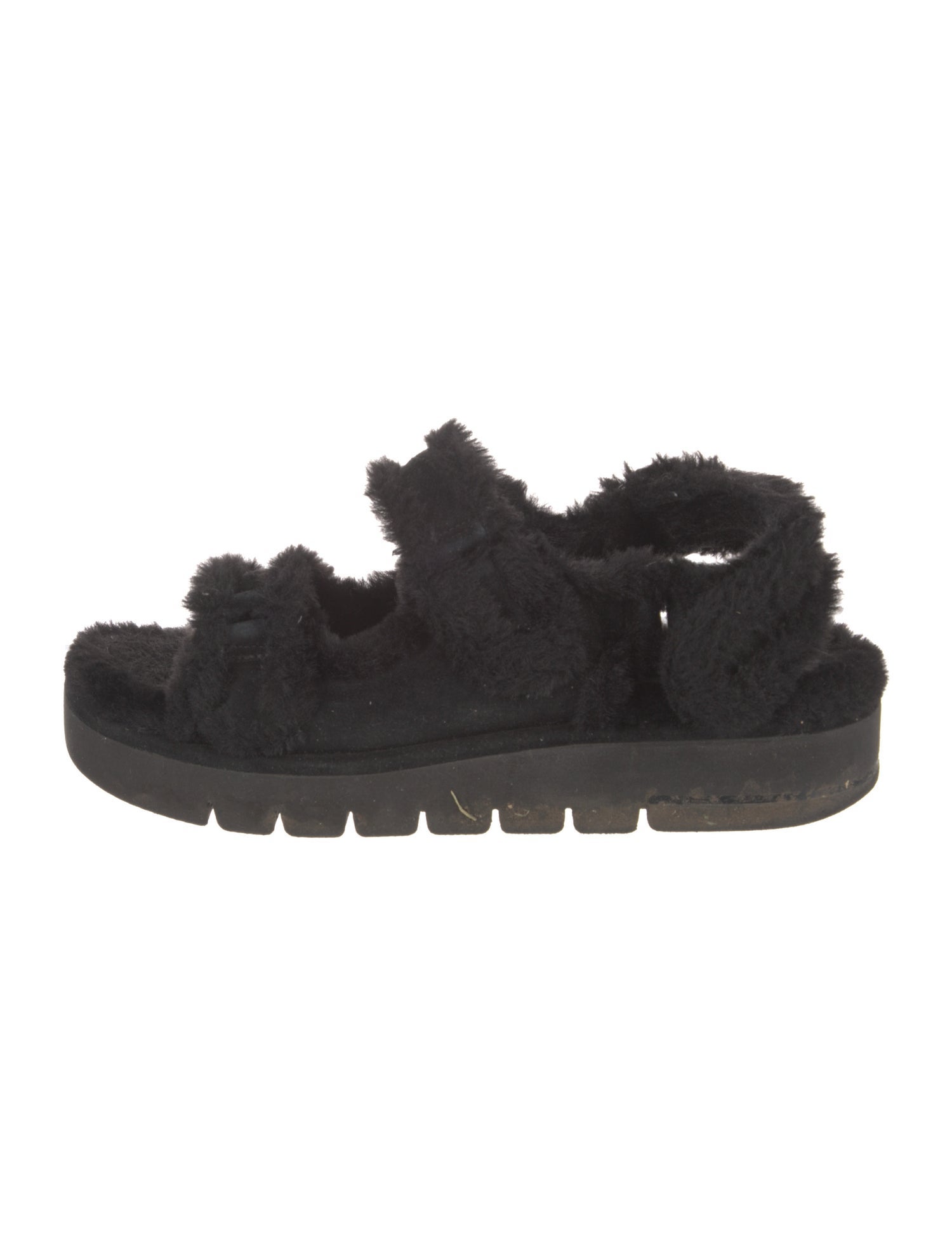 Stuart Weitzman Fur Faux Fur Trim Sandals