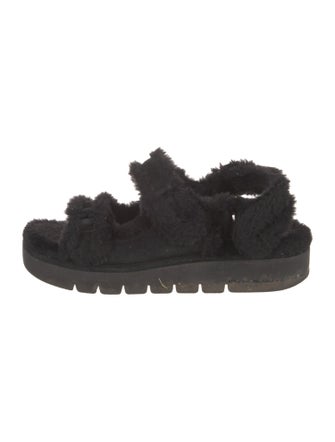 Stuart Weitzman Fur Faux Fur Trim Sandals