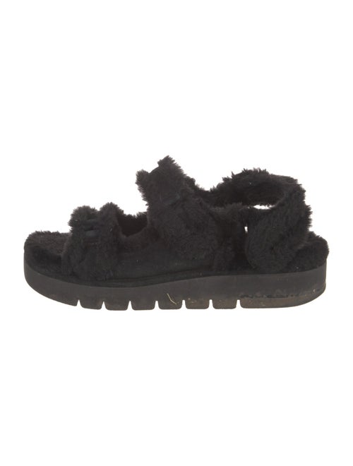 Stuart Weitzman Fur Faux Fur Trim Sandals