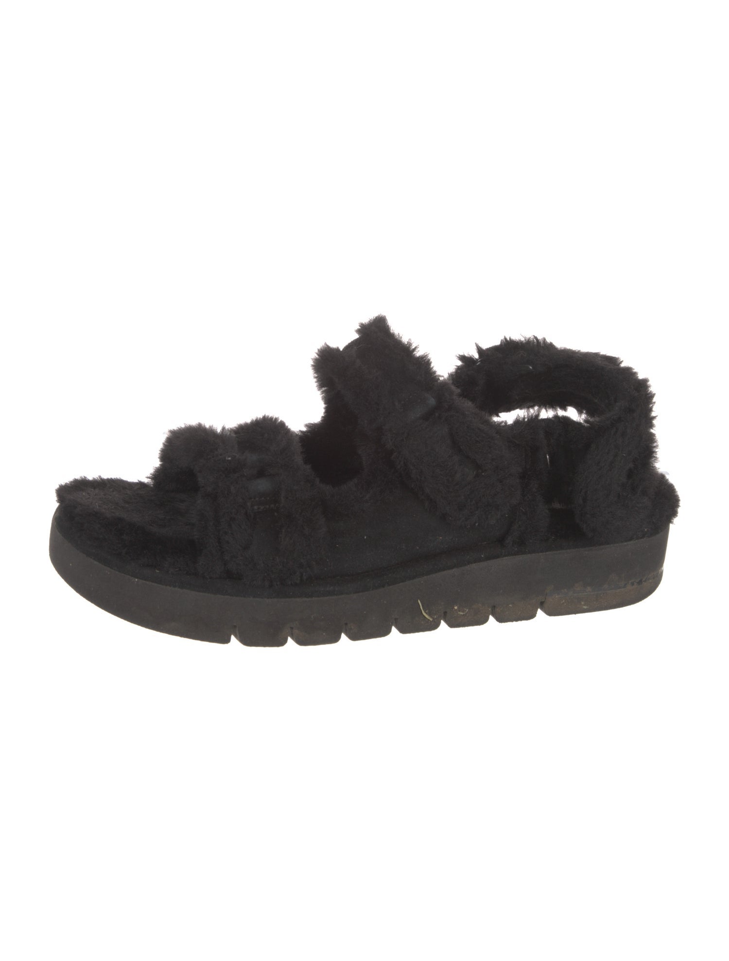 Stuart Weitzman Fur Faux Fur Trim Sandals