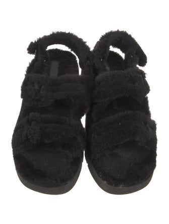 Stuart Weitzman Fur Faux Fur Trim Sandals