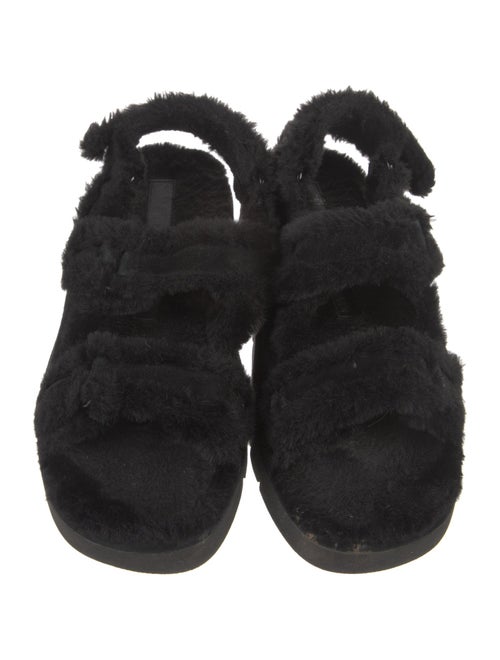 Stuart Weitzman Fur Faux Fur Trim Sandals